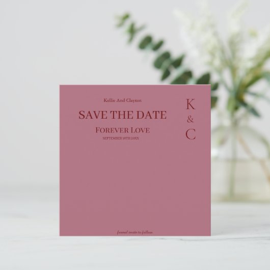 Burgundy Forever Love Wedding Save the Date (Staand voorkant)