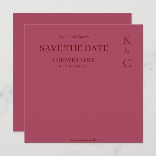 Burgundy Forever Love Wedding Save the Date (Voorkant / Achterkant)