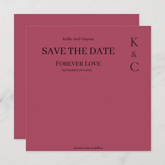 Burgundy Forever Love Wedding Save the Date (Voorkant / Achterkant)
