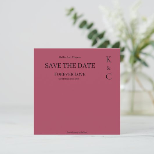 Burgundy Forever Love Wedding Save the Date (Staand voorkant)