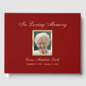 Burgundy Foto of Memorial Guest Book Gastenboek (Voorkant)
