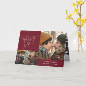Burgundy fotocollage elegant met kerstmis kaart (Gele Bloem)
