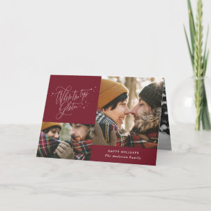 Burgundy fotocollage elegant met kerstmis kaart
