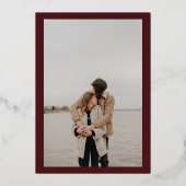 Burgundy-fotoscript grenzingsgoud folie uitnodiging (Achterkant)