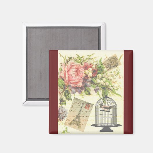 Burgundy French Theme  Paris Magnet (Voorkant / Achterkant)