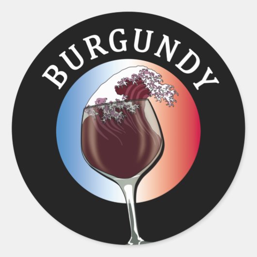 Burgundy French Wine Ronde Sticker (Voorkant)