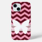 Burgundy Frosted Orchid Chevrons met Butterfly Case-Mate iPhone Case (Achterkant)