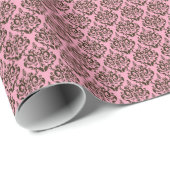 Burgundy Frosted Orchid Damask Cadeaupapier (Rol Hoek)