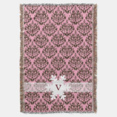 Burgundy Frosted Orchid Damask met Snowflake Deken (Voorkant Verticaal)