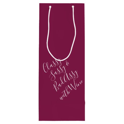 Burgundy Funny Wine Puns Wine Gift Bag Wijn Cadeautas (Achterkant)