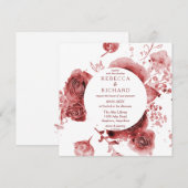 Burgundy Garden Waterverf Wedding Kaart (Voorkant / Achterkant)