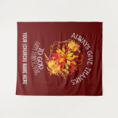 Burgundy GEEFT ALTIJD BEDANKT AAN GOD Thanksgiving Wandkleed (Voorkant (horizontaal))