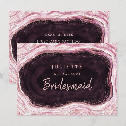 Burgundy Geode is mijn Bridesmaïde Kaart (Voorkant / Achterkant)