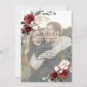 Burgundy Geometric Floral Vellum Overlay Foto Kaart (Voorkant)