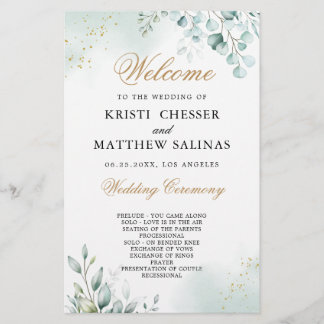 Burgundy Geometric Gold Lijst Wedding Program Kaar