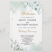Burgundy Geometric Gold Lijst Wedding Program Kaar (Voorkant / Achterkant)