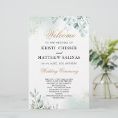 Burgundy Geometric Gold Lijst Wedding Program Kaar (Staand voorkant)