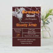 Burgundy Ghost Halloween Party Kaart (Staand voorkant)