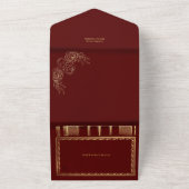 Burgundy Gilded Rozen Book Wedding Invitation All In One Uitnodiging (Buitenkant)
