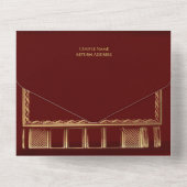 Burgundy Gilded Rozen Book Wedding Invitation All In One Uitnodiging (Achterkant)