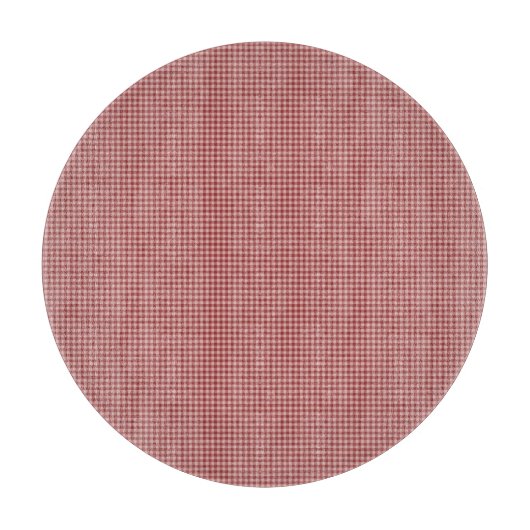 Burgundy Gingham-12 in ROUND GLASS CUTTING BOARD Snijplank (Voorkant)