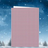 Burgundy Gingham Christmas Photo Merry and Bright Feestdagen Kaart