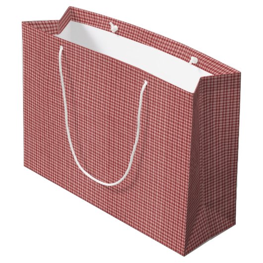 Burgundy Gingham-GIFT BAG L Large Cadeautasje (Achterkant Gekanteld)