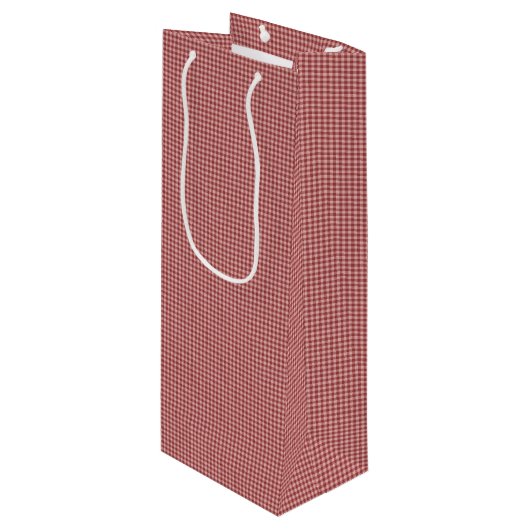 Burgundy Gingham-WINE GIFT BAG Wijn Cadeautas (Voorkant Gekanteld)
