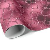Burgundy Giraffe Print Faux Glitter Cadeaupapier (Rol Hoek)