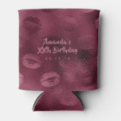 Burgundy Glam Folie Glitter Lippen Blikjeskoeler (Voorkant)