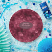 Burgundy Glam Folie Glitter Lippen Papieren Bordje (Feest)