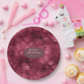 Burgundy Glam Folie Glitter Lippen Papieren Bordje (Feest)