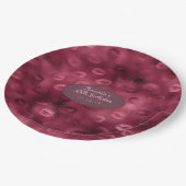 Burgundy Glam Folie Glitter Lippen Papieren Bordje (Gekanteld)