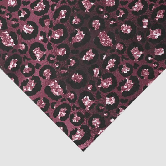 Burgundy Glam Folie Glitter Luipaard Vlekken Tissuepapier (Detail)
