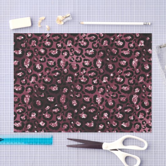 Burgundy Glam Folie Glitter Luipaard Vlekken Tissuepapier (Craft)