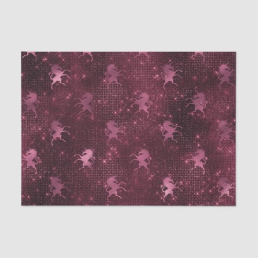 Burgundy Glam Folie Glitter Sequins Unicorn Tissuepapier (Voorkant)