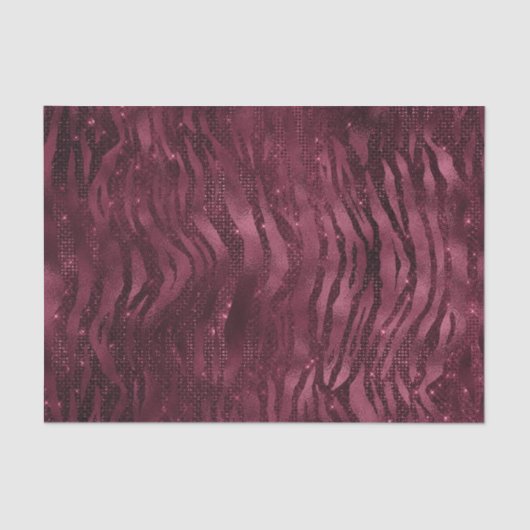 Burgundy Glam Folie Glitter Tiger Stripes Tissuepapier (Voorkant)