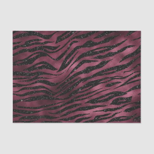 Burgundy Glam Folie Glitter Tiger Stripes Tissuepapier (Voorkant)