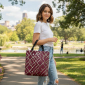 Burgundy Glam Geometric Tote Bag