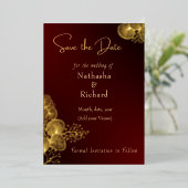 Burgundy & Glided Floral Elegant Wedding Folie Uitnodiging (Staand Voorkant)