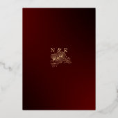 Burgundy & Glided Floral Elegant Wedding Folie Uitnodiging (Achterkant)