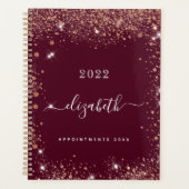 Burgundy glitter dust name script 2023 planner (Voorkant)