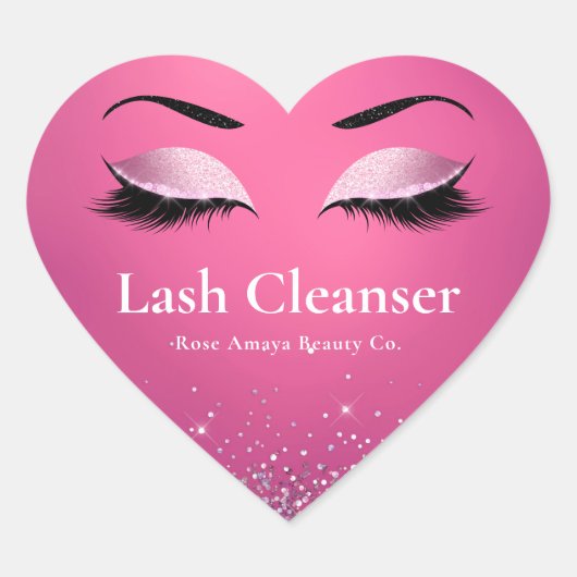 Burgundy Glitter Elegant Lash Cleanser Shampoo Hart Sticker (Voorkant)