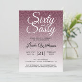 Burgundy Glitter Ombre 60 en Sassy 60th Birthday Kaart (Staand voorkant)