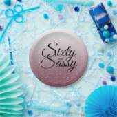 Burgundy Glitter Ombre 60 en Sassy 60th Birthday Papieren Bordje (Feest)