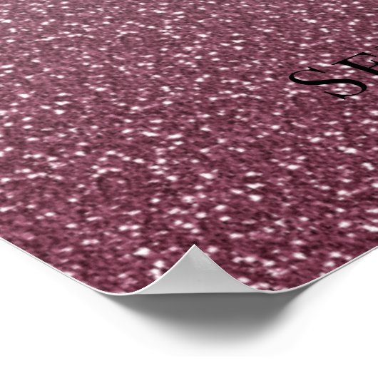 Burgundy Glitter Quinceañera 15th Birthday Welcome Poster (Hoek)