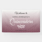 Burgundy Glitter Quinceañera 15th Birthday Welcome Spandoek (Horizontaal)