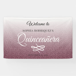 Burgundy Glitter Quinceañera 15th Birthday Welcome Spandoek