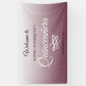 Burgundy Glitter Quinceañera 15th Birthday Welcome Spandoek (Verticaal)