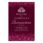 Burgundy Glitter Quinceanera Welkomstteken Perfect Poster (Voorkant)